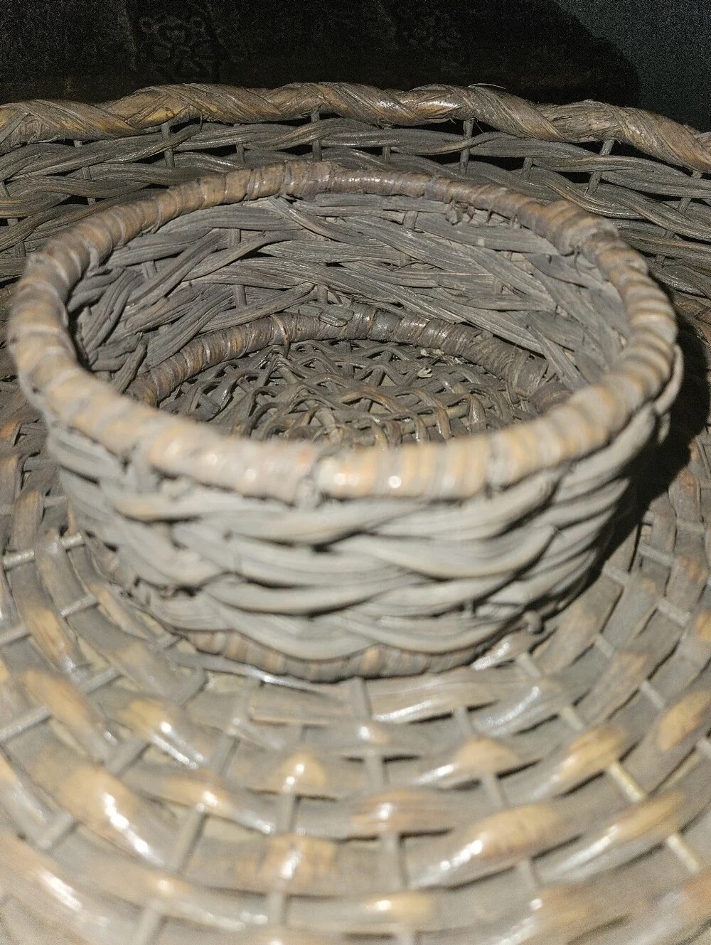 Large Vintage Woven Basket Rustic Boho Natural Fiber Handmade Decor